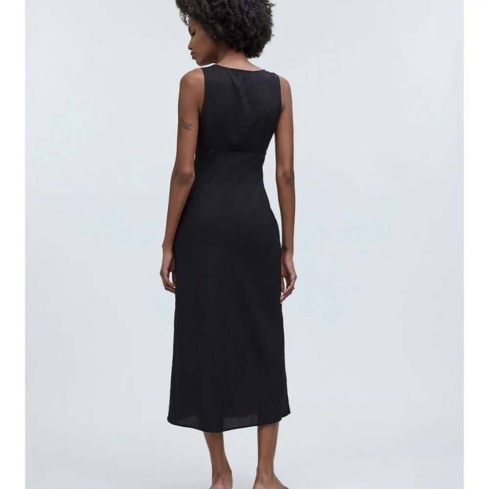 MADEWELL The Ariana Midi Dress Black NWT - Picture 3 of 8